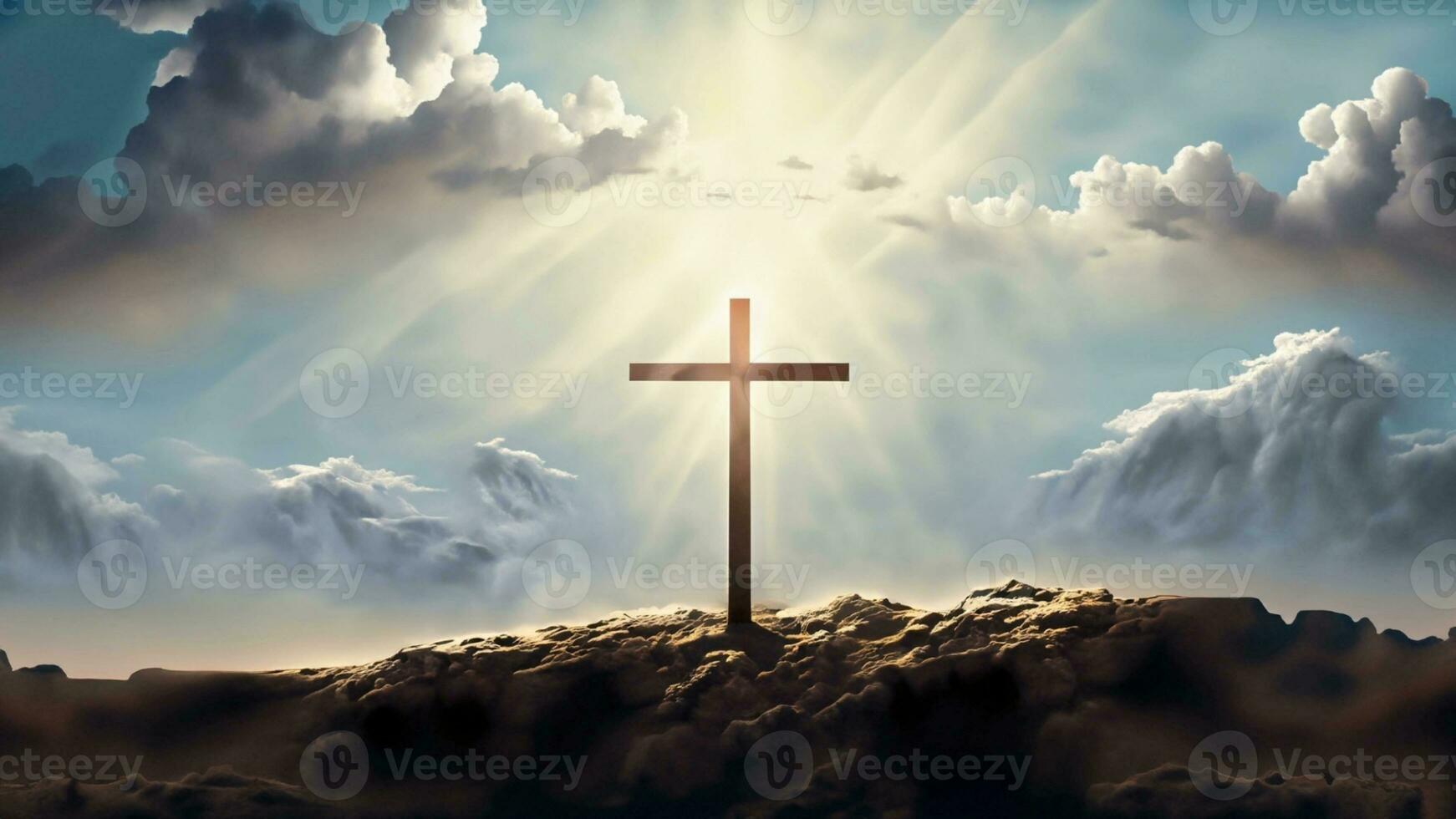 Holy cross symbolizing the death and resurrection of Jesus Christ. Ai Generative. photo