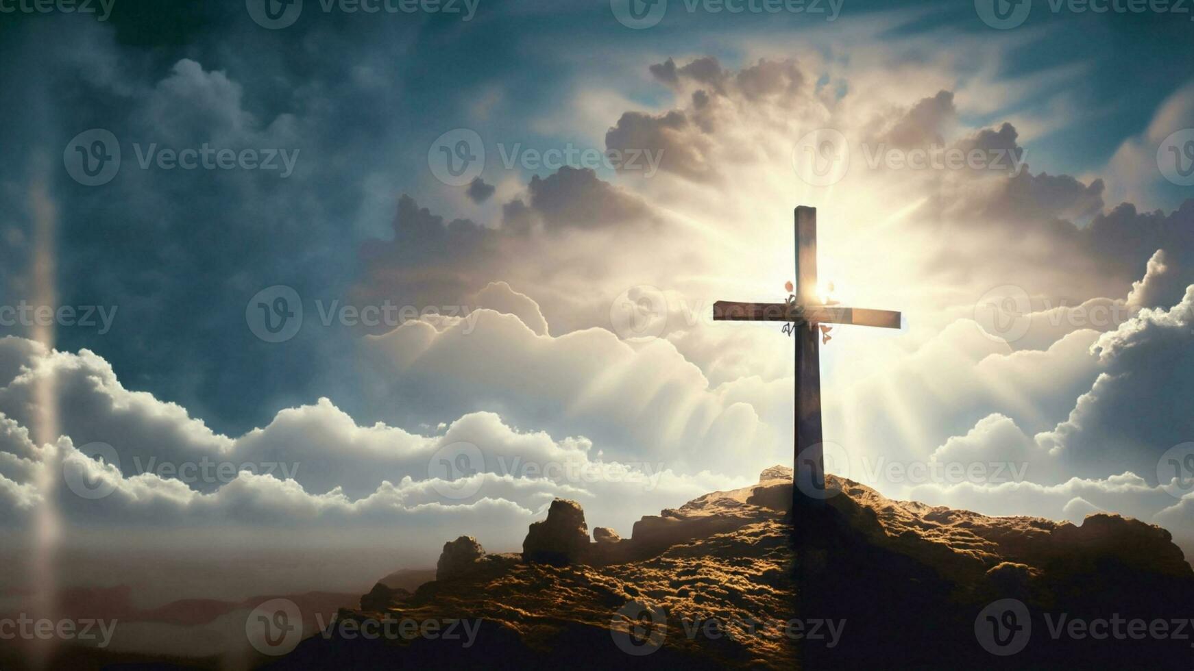 Holy cross symbolizing the death and resurrection of Jesus Christ. Ai Generative. photo