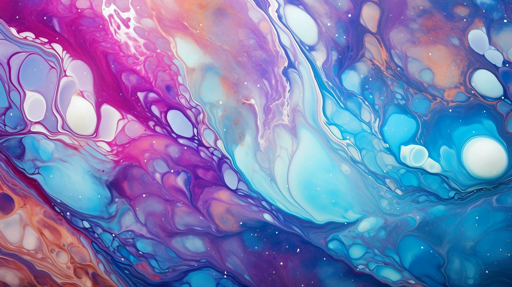 Colorful liquid marble texture background with blue pink and orange colors AI Generated photo