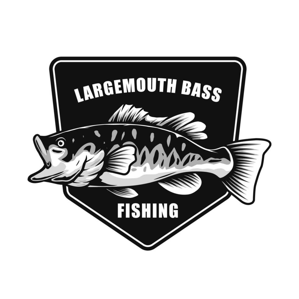 largemouth bass fishing logo design vector