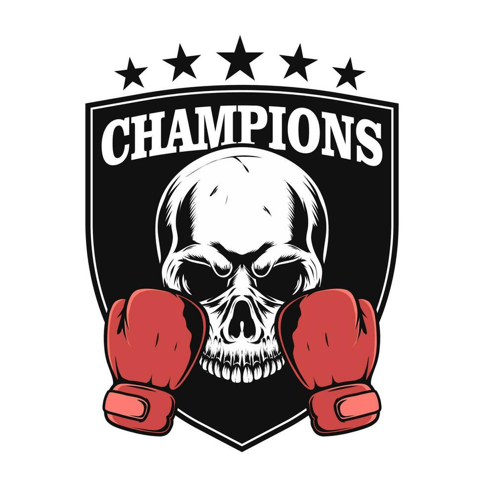 boxing logo design with skull mascot vector