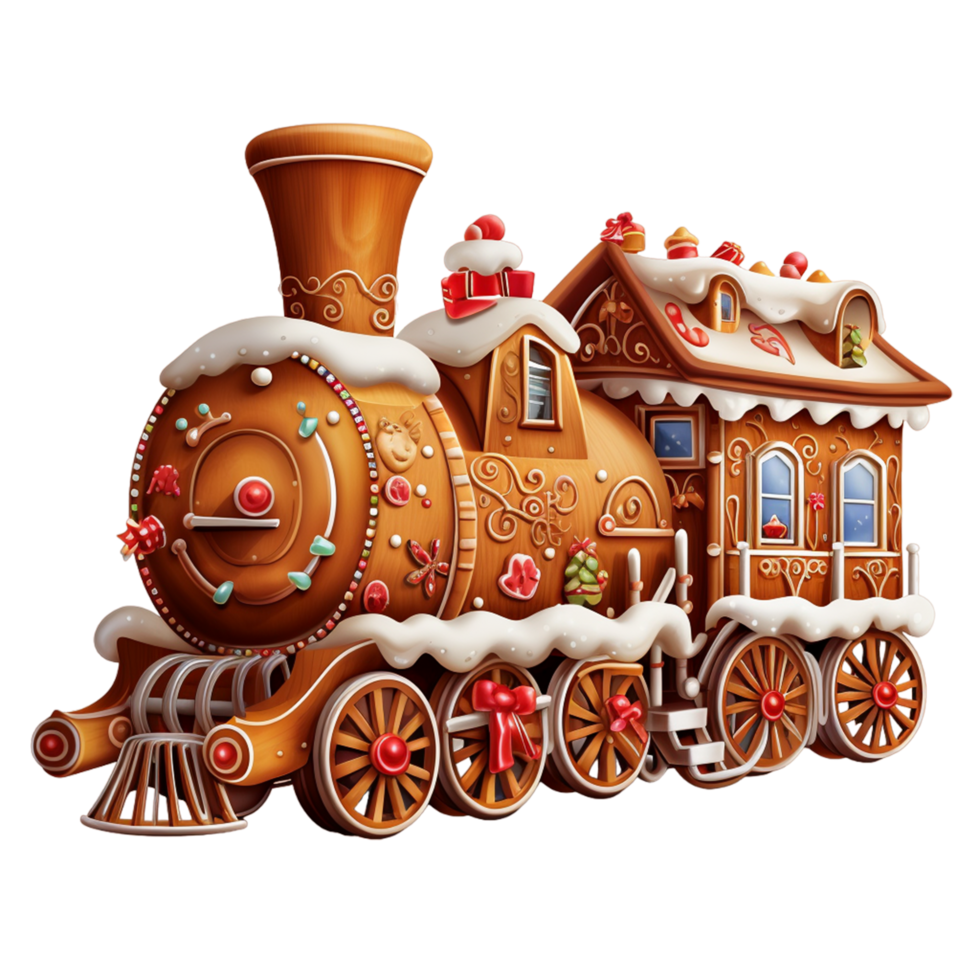 Gingerbread train ai generative png