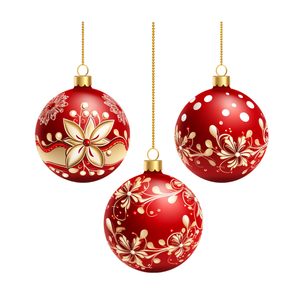 Hanging christmas red ornaments ai generative png