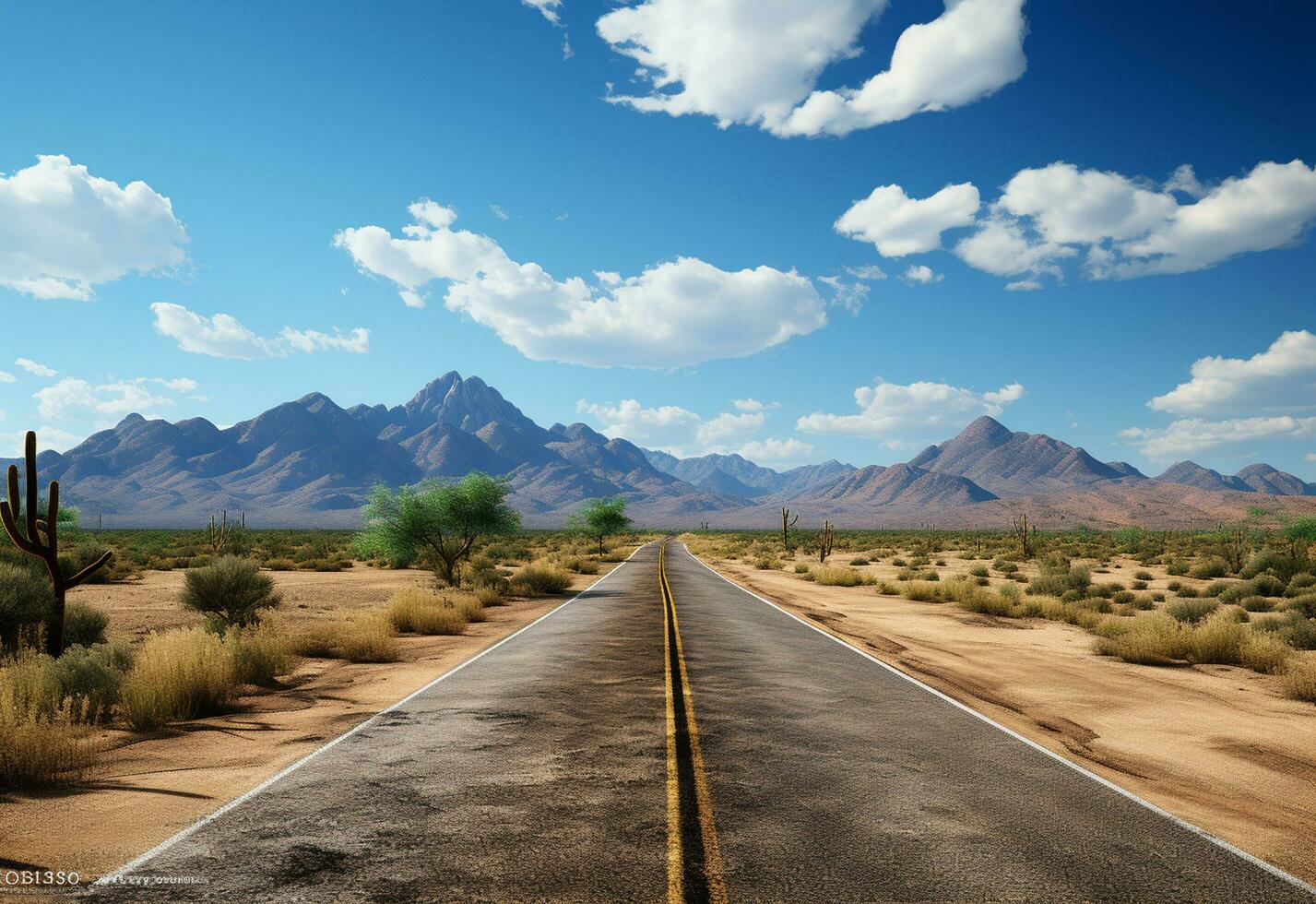 ai generativo foto la carretera claro cielo Desierto montañas paisaje realista imagen, ultra alta definición, alto diseño muy detallado