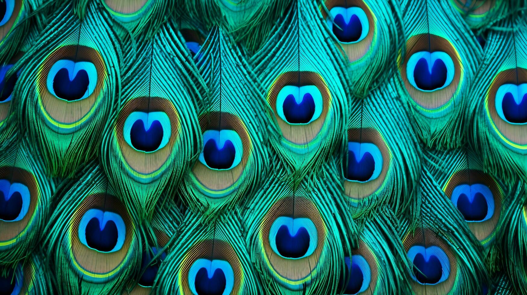 Beautiful peacock feathers background AI Generated photo