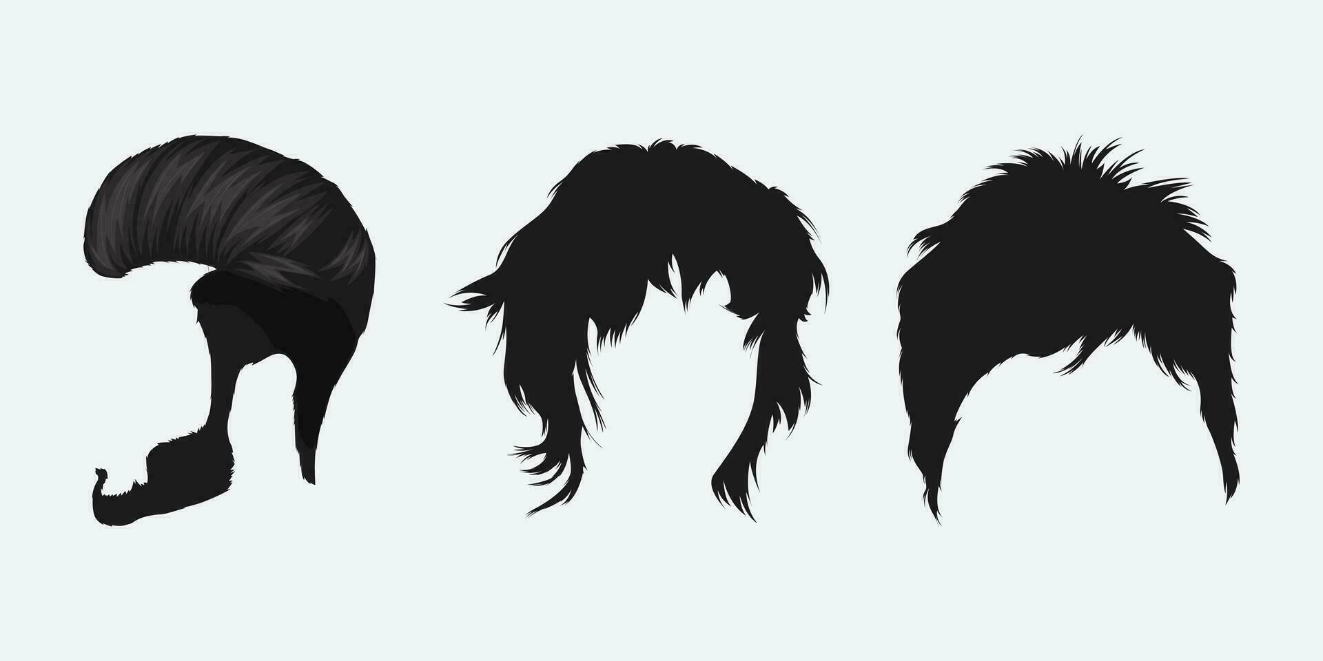 Hair vector elements, hairstyle silhouettes design,
