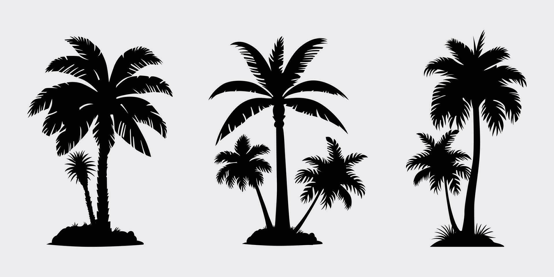 palma árbol siluetas, palma árbol verano logo plantilla, vector