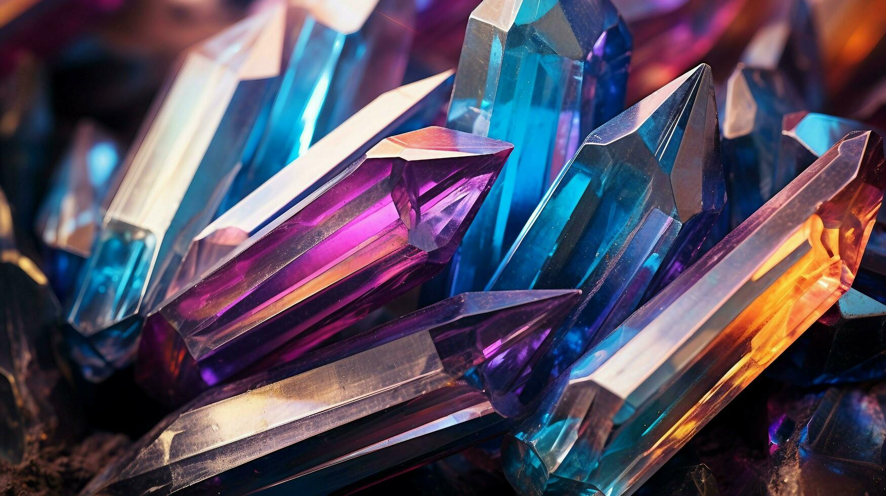Close up of colorful cluster of crystals background AI Generated photo