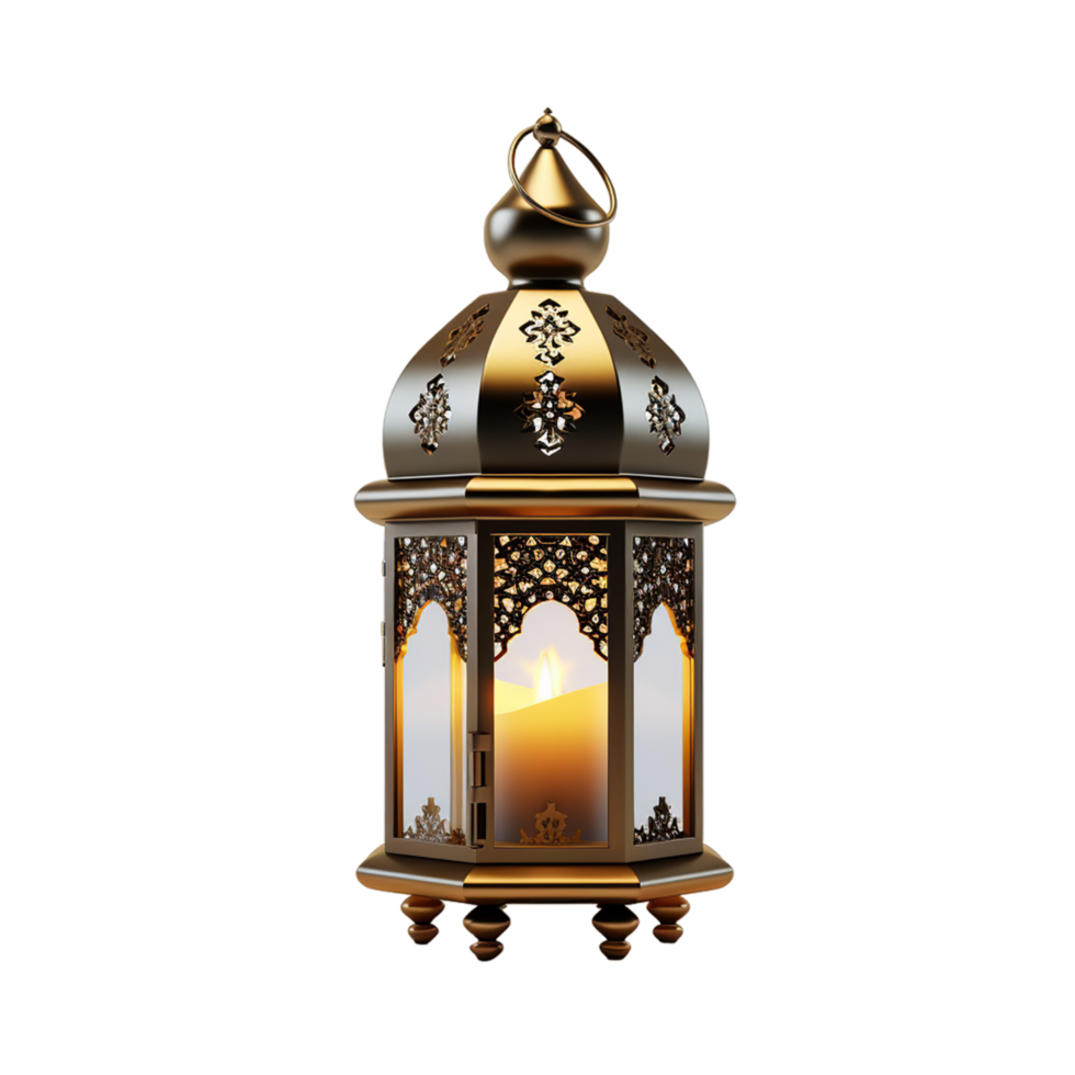 Ramadan Lantern 3d Golden Ramadhan Kareem Islamic Lamp ai generative png