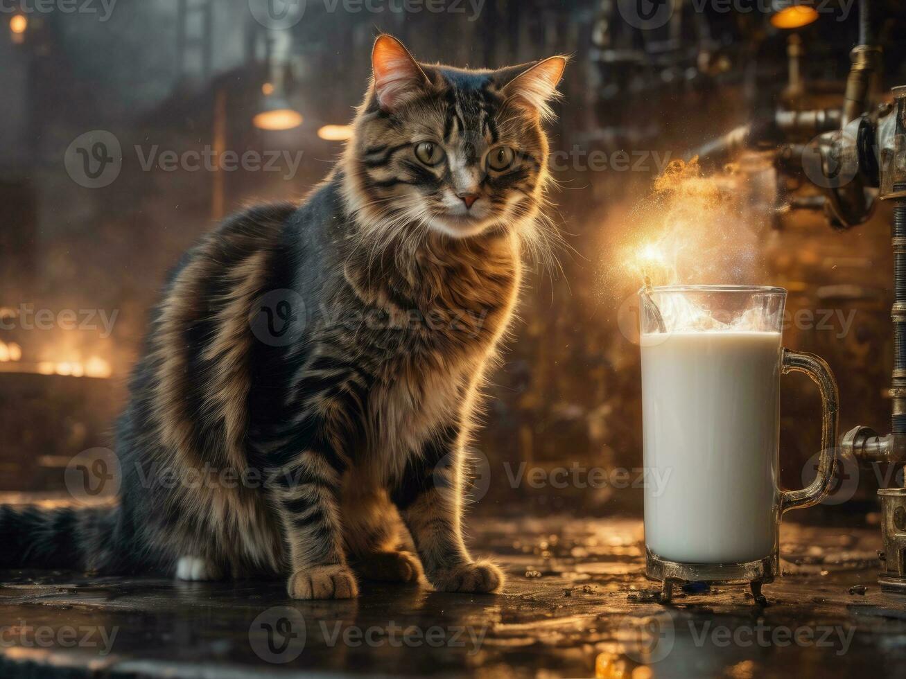 Cute cat with beautiful background creative AI design. photo