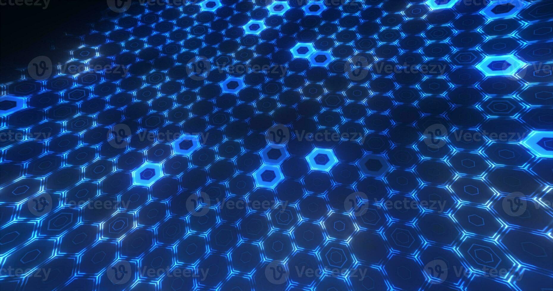 Abstract blue background pattern of hexagons glowing futuristic digital energy magical bright photo