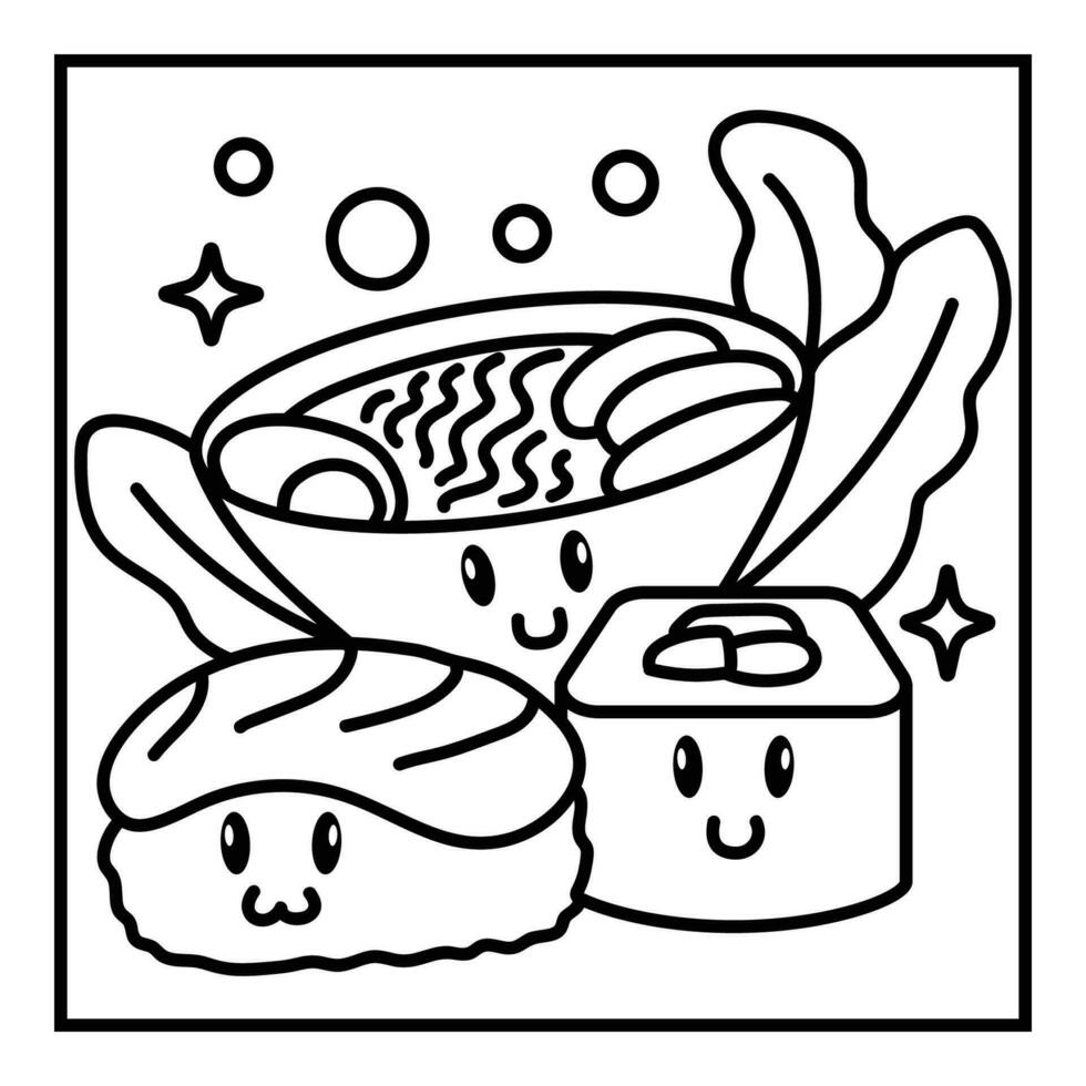 Fast Food Illustration Coloring Page vector