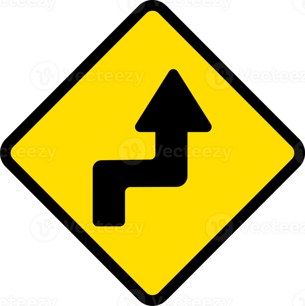 Sharp double curve, first to right, Road signs, warning signs icons. png