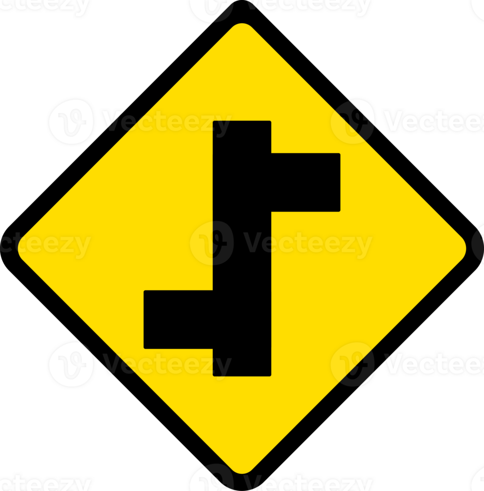 Offset road junction, left and right, Road signs, warning signs icons. png