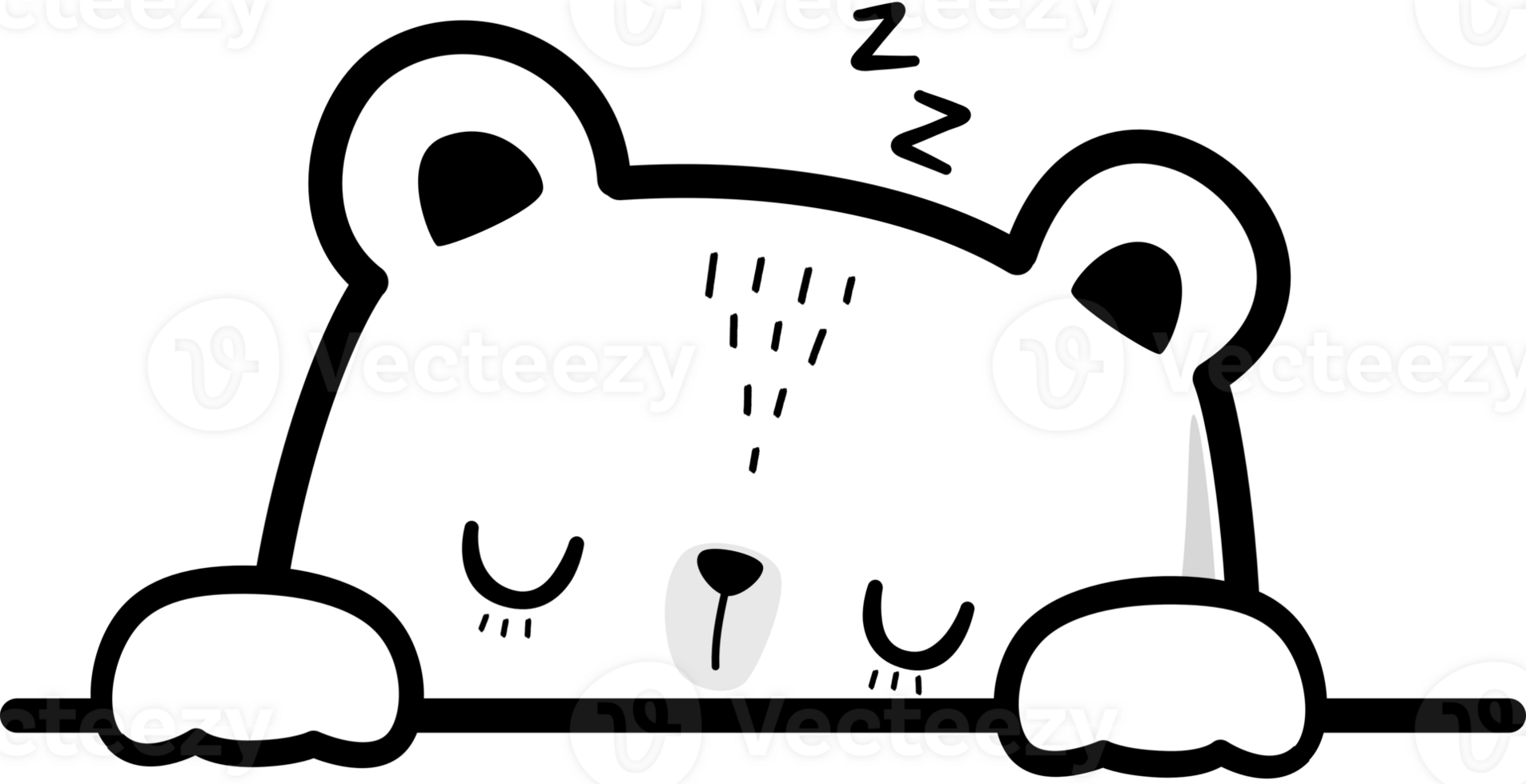 white teddy bear sleep cartoon illustration png