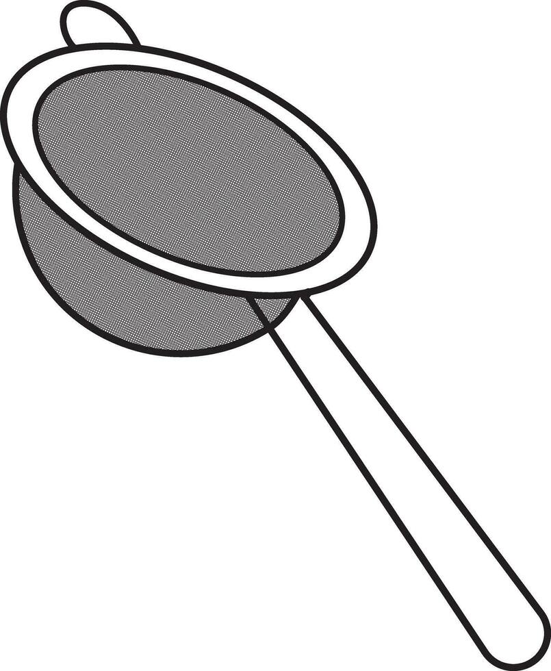 Kitchen and restaurant utensils spatula, whisk, strainer, spoon.Sieving and Washing Rice with Tap Water in Strainer Vector Illustration