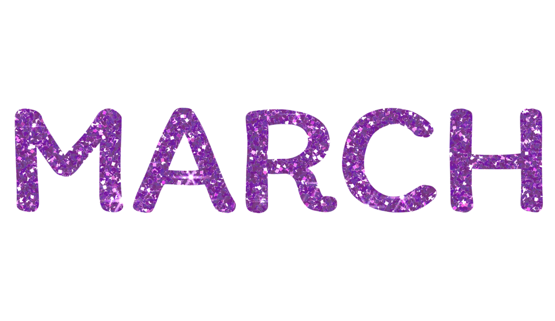 Purple glitter MARCH Letters Icon. March sign. Design for decorating