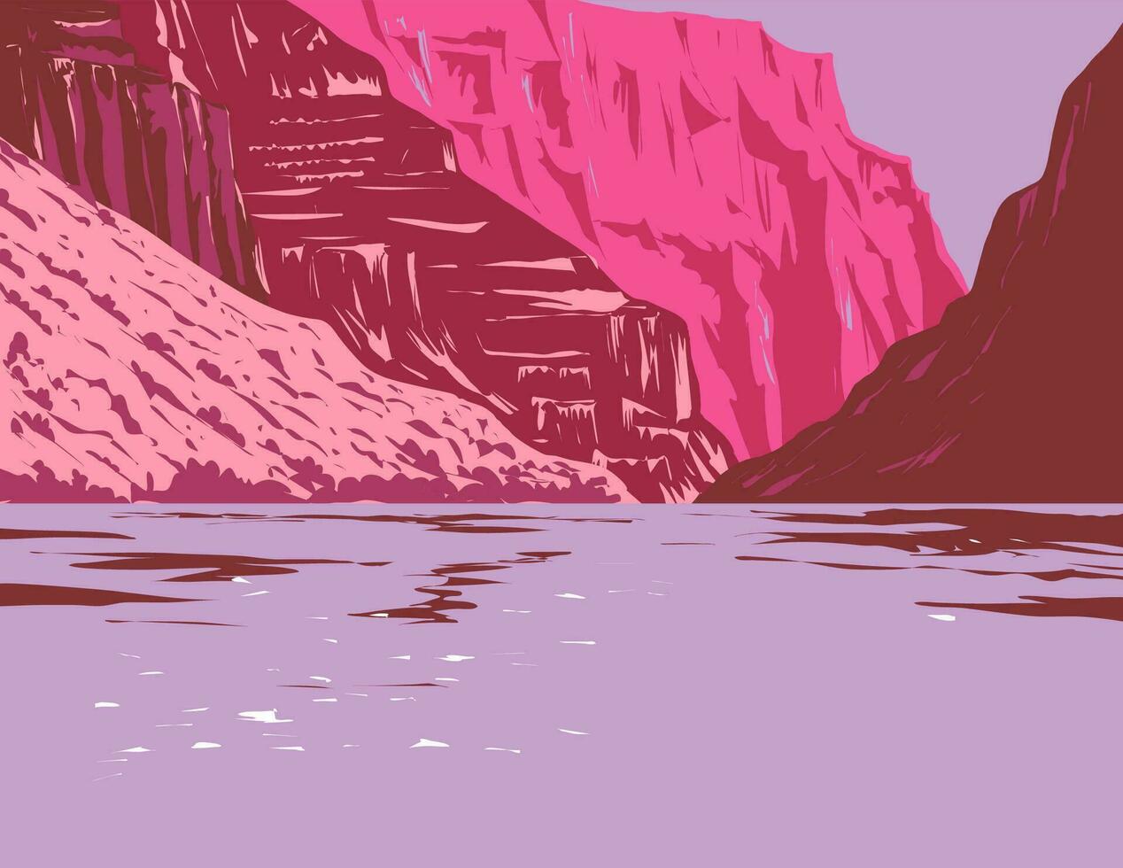 Colorado River within Grand Canyon National Park Arizona WPA Poster Art vector