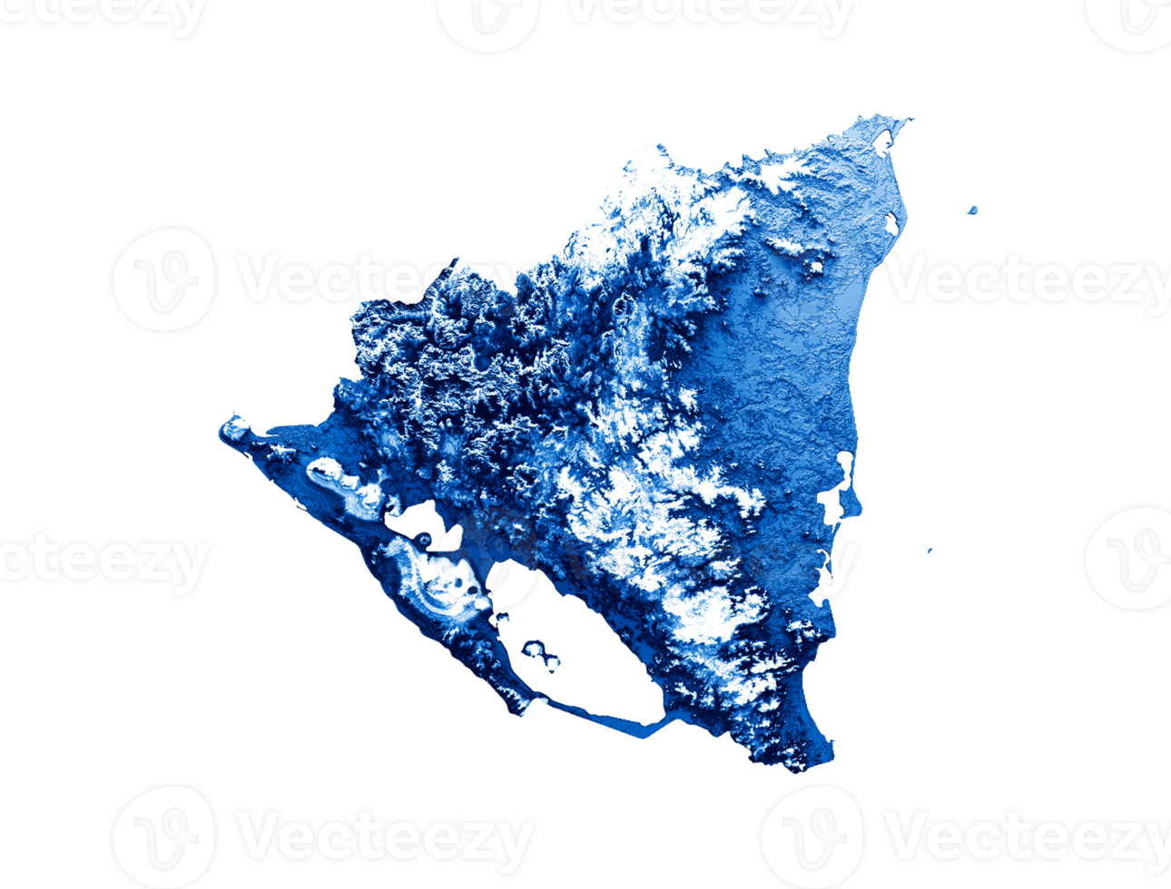 Nicaragua map with the flag Colors Shaded relief map 3d illustration png