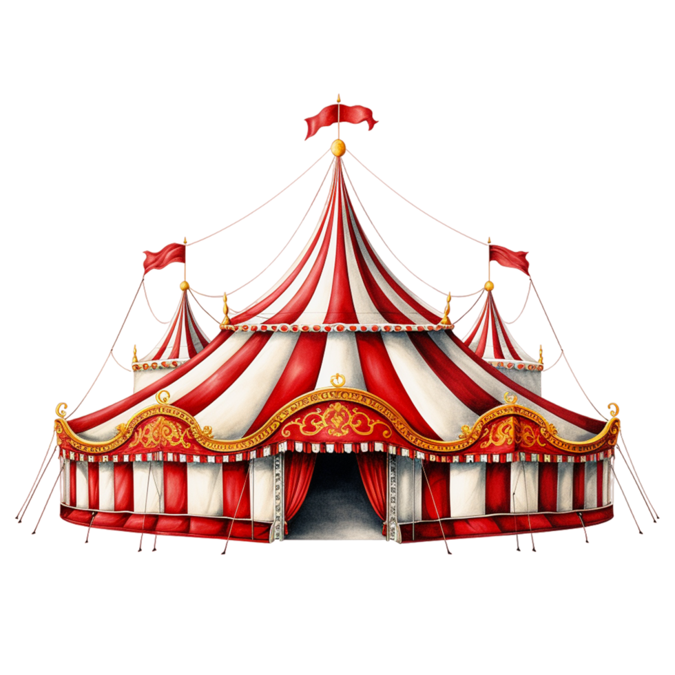 rood en wit circus tent ai generatief png