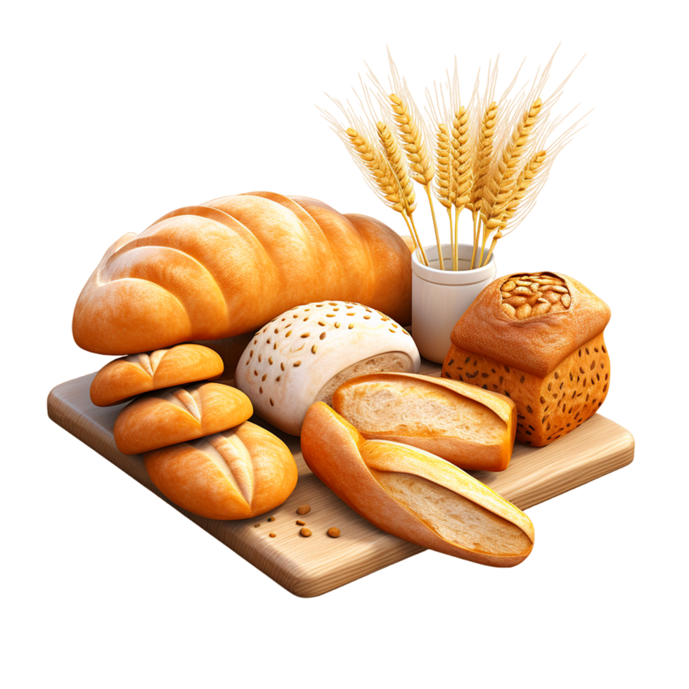 Bunch Of Different Bread Is Shown Ai Generative png