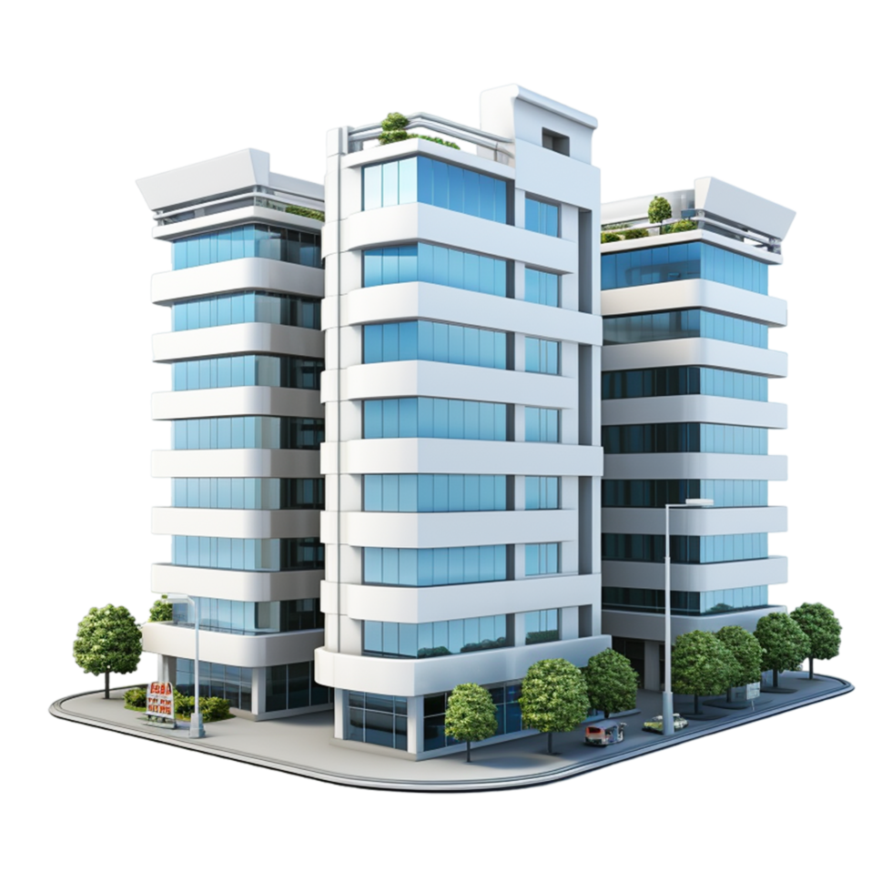 Town apartment or office buildings Ai Generative png