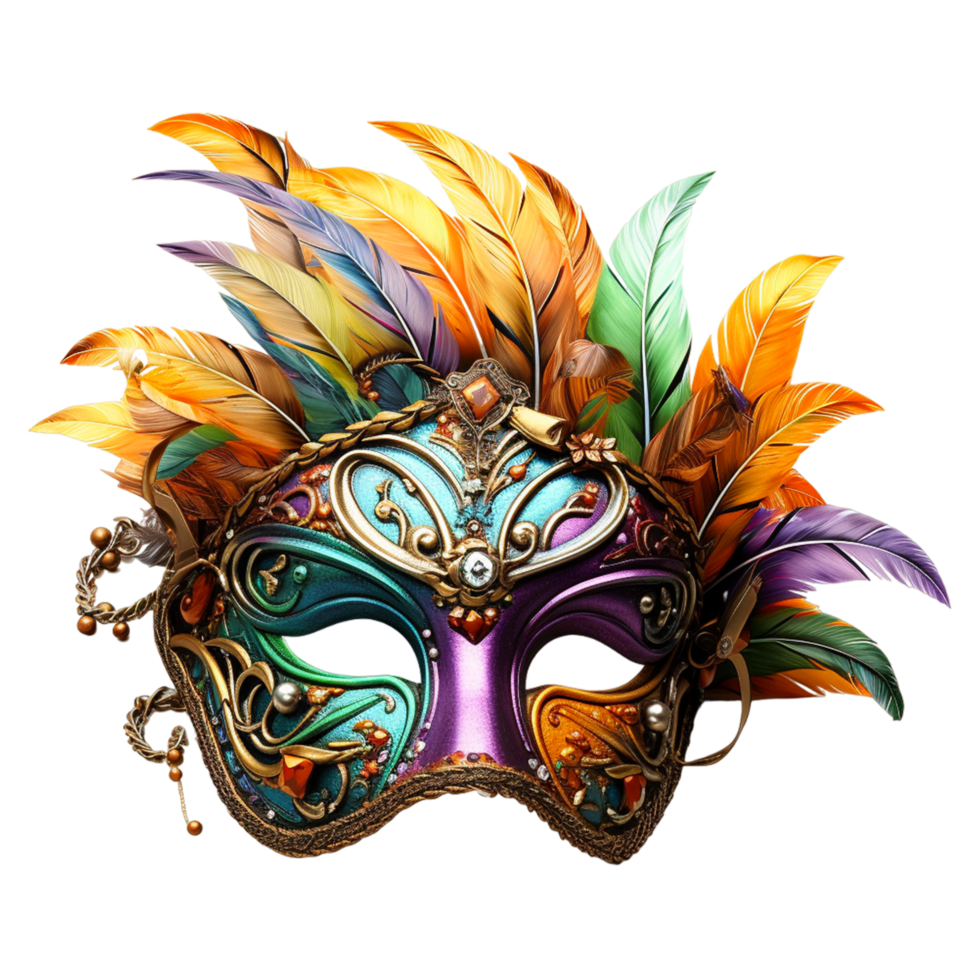 Venetian Mask Light Blue Gold Ai Generative png