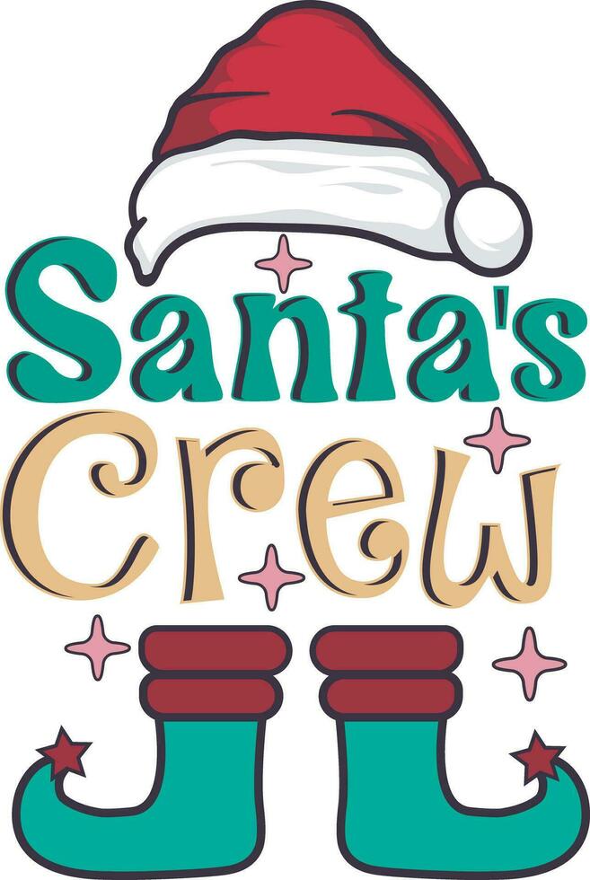 Santa Crew Cute Family Kids Elf Christmas T Shirt Design vector