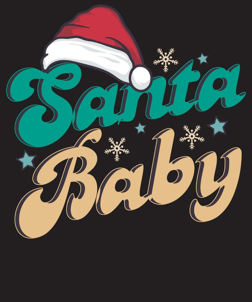 Papa Noel bebé niñito retro Navidad t camisa diseño para niños vector