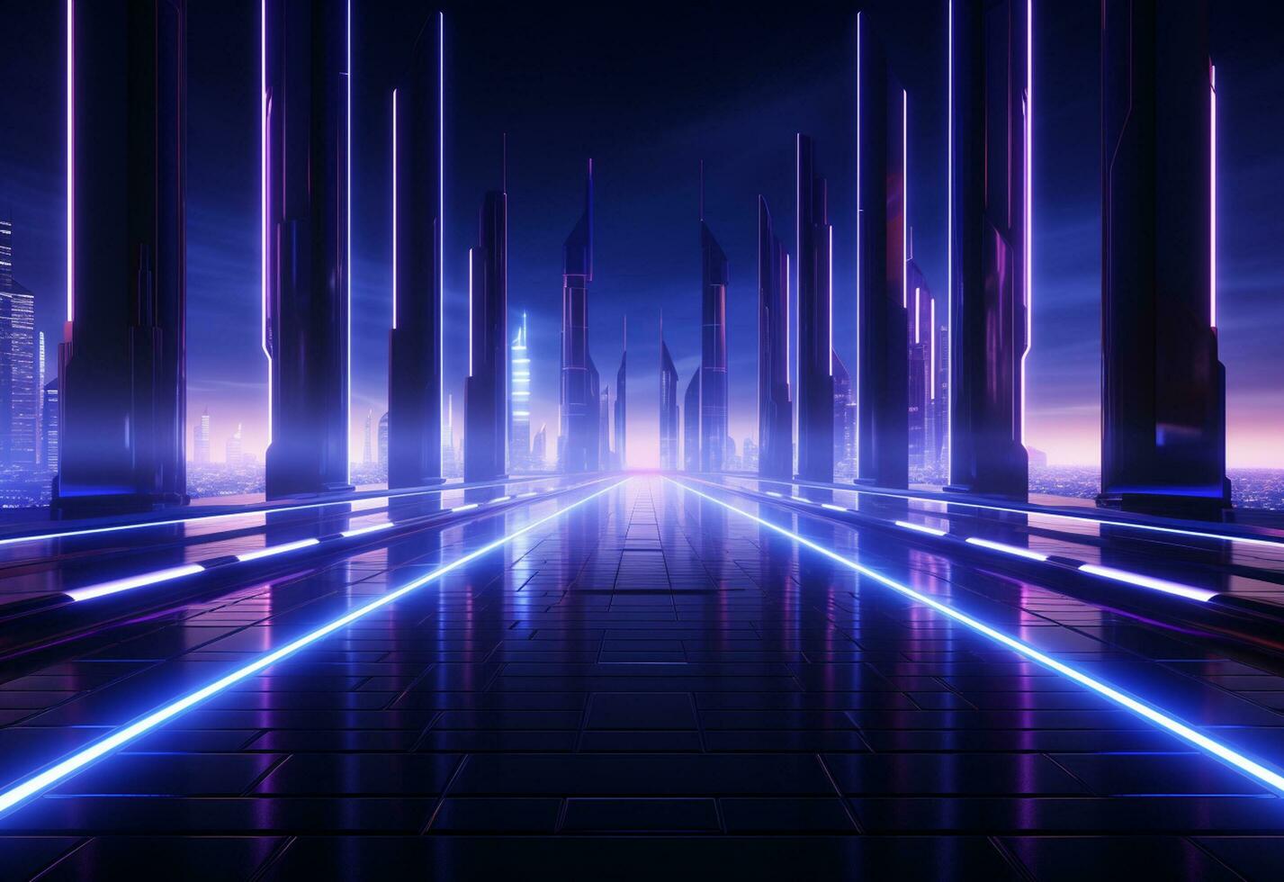 Ai Generative Neon illuminated futuristic backdrop realistic image, ultra hd, high design very detailed photo