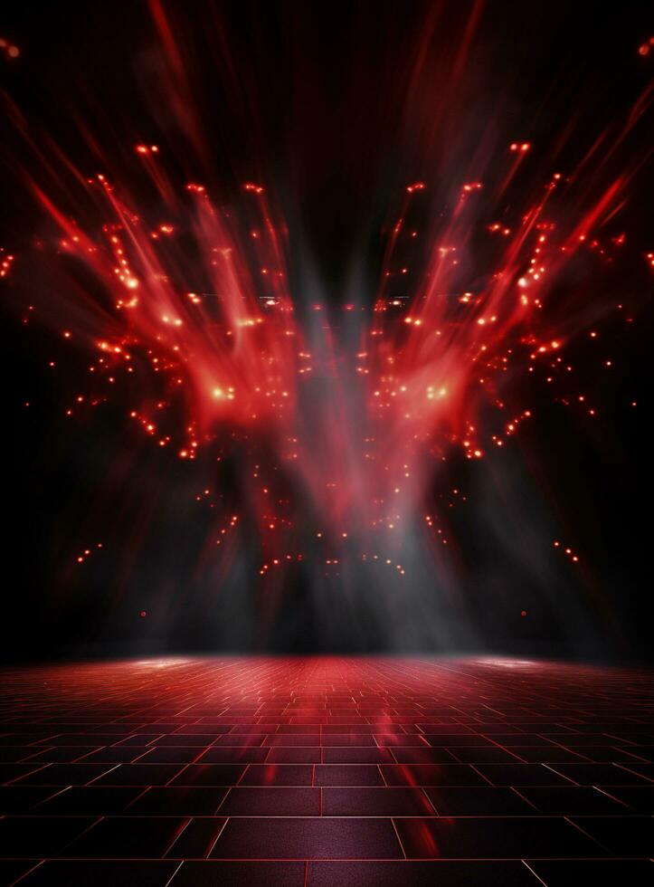 Ai generative Backdrop With Illumination Of Red Spotlights For Flyers realistic image ultra hd high design photo