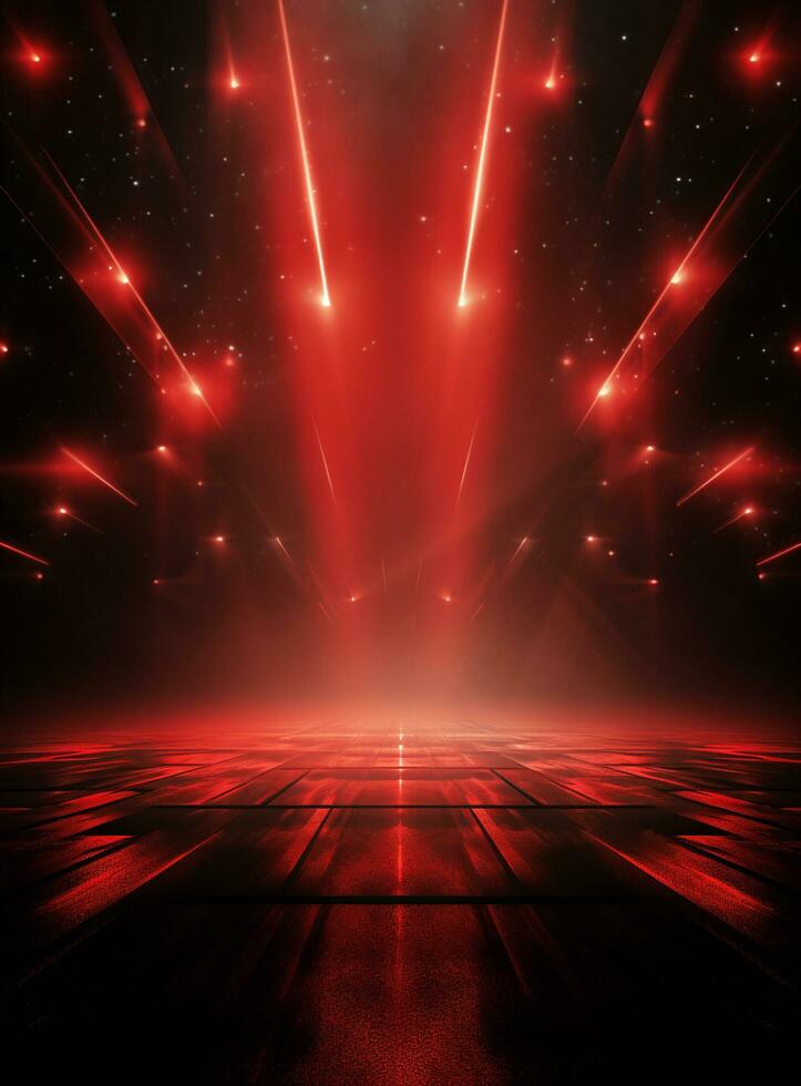 Ai generative Backdrop With Illumination Of Red Spotlights For Flyers realistic image ultra hd high design photo