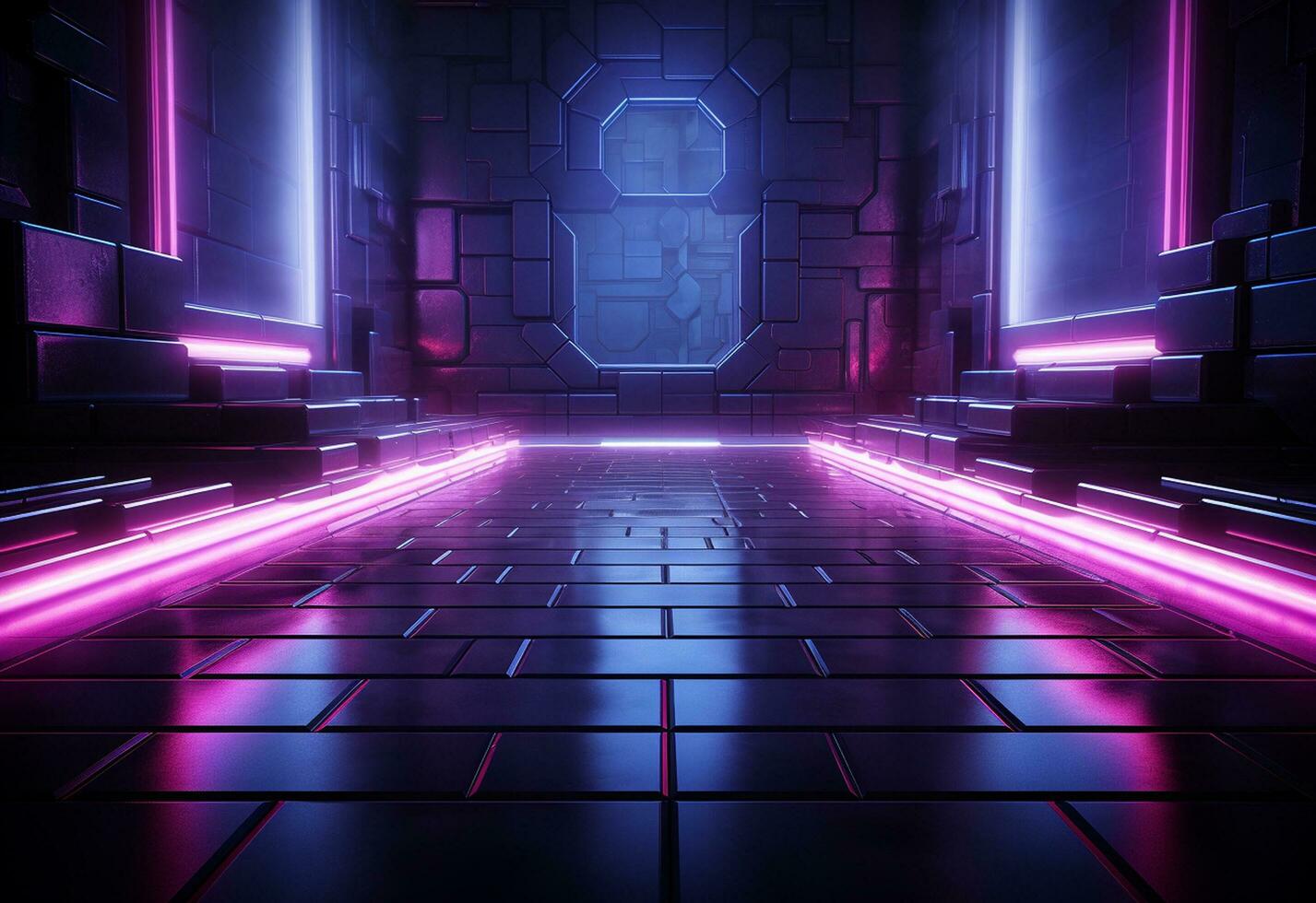 Ai Generative Neon illuminated futuristic backdrop realistic image, ultra hd, high design very detailed photo