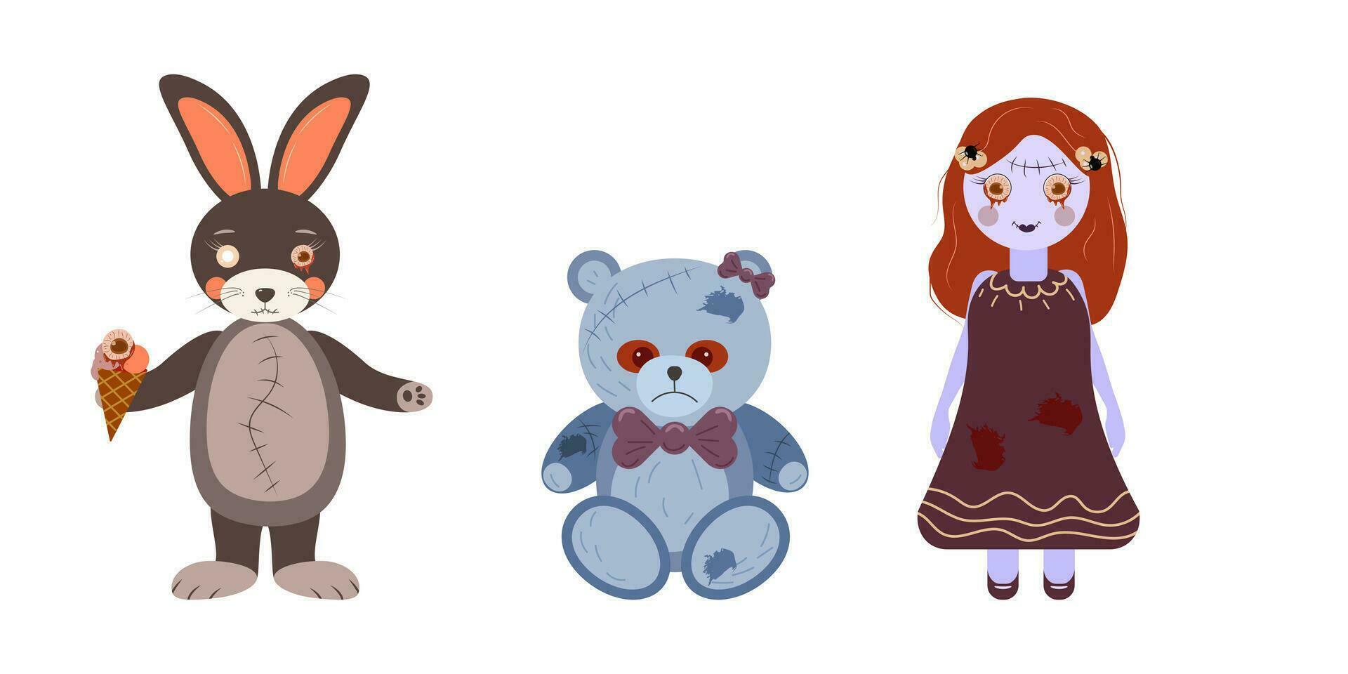 Drawing of Creepy doll. Halloween concept.Vector. vector