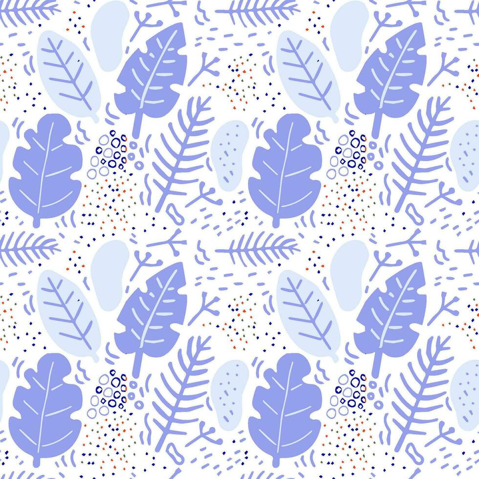Hand drawn abstract leaves pattern vector