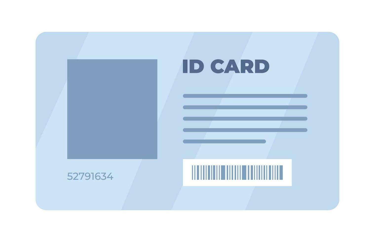 ID card. Personal info data. Identification document with person photo. User or profile card. Driver's license. Flat style. Vector illustration.