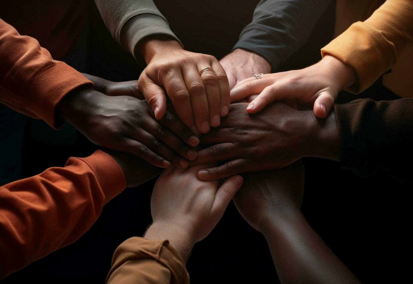 Ai Generative Solidarity unite people hands together community teamwork realistic image, ultra hd photo