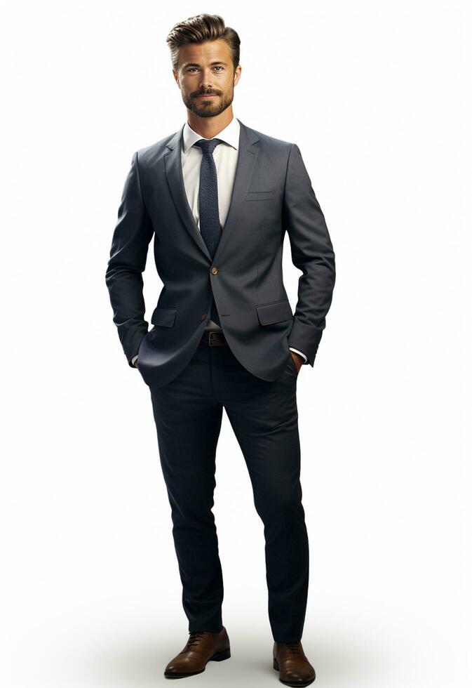 Ai generative Business man in a suit white transparent background photo