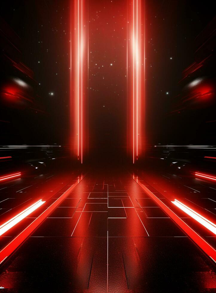Ai generative Backdrop With Illumination Of Red Spotlights For Flyers realistic image ultra hd high design photo