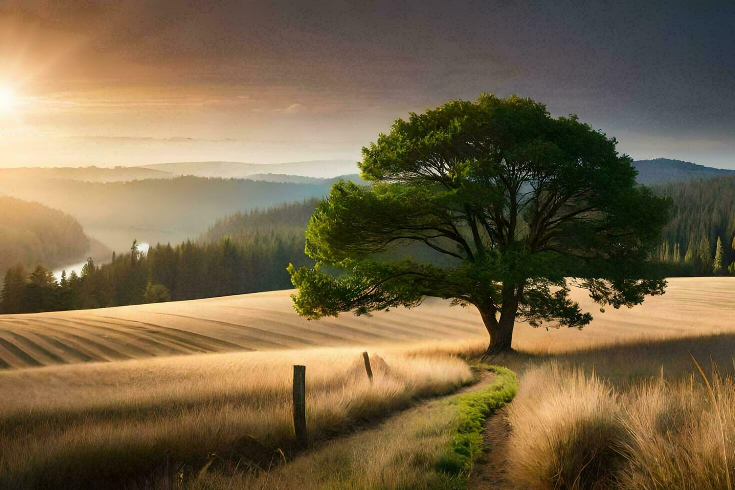 un hermosa árbol ai generativo foto