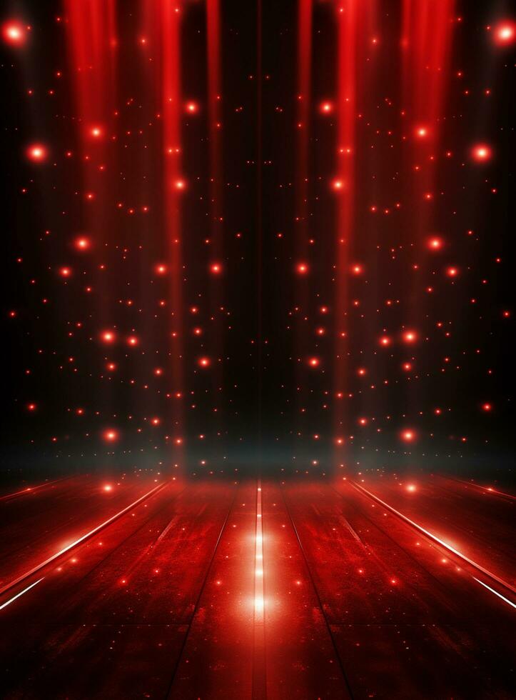 Ai generative Backdrop With Illumination Of Red Spotlights For Flyers realistic image ultra hd high design photo