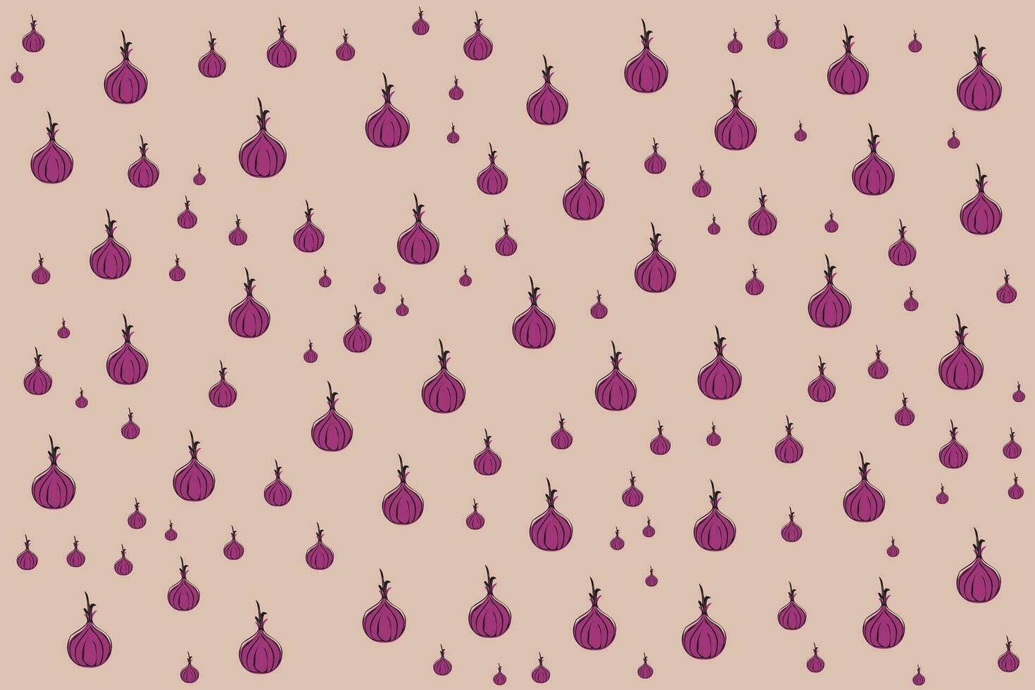 a pattern with purple onions on a pink background vector