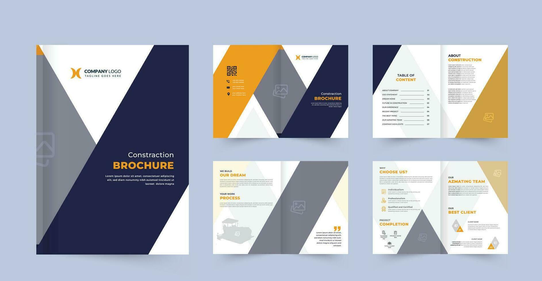 construction 8 page brochure design template vector