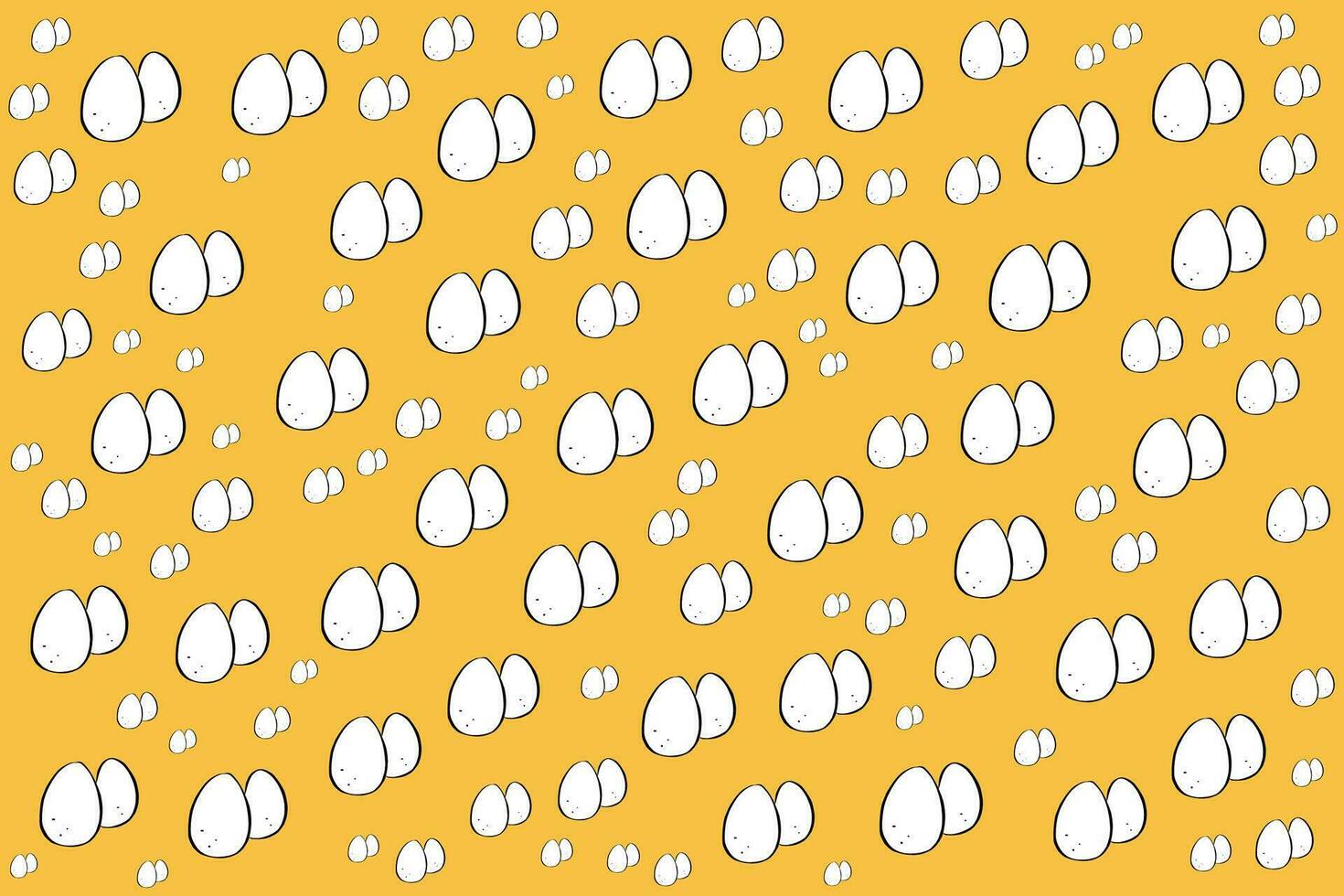 a yellow background with white eggs on it vector