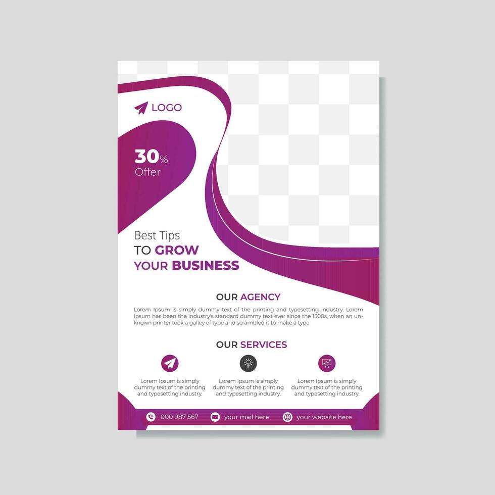 Modern creative abstract corporate flyer design A4 vector template.