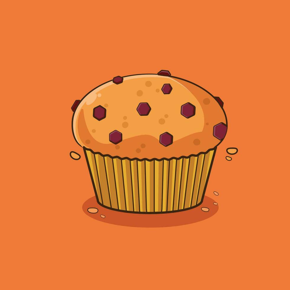 cupcake topping chocolate chips vector Illustration