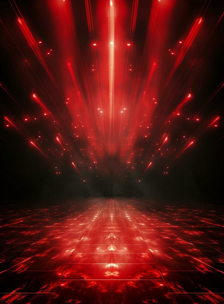 Ai generative Backdrop With Illumination Of Red Spotlights For Flyers realistic image ultra hd high design photo