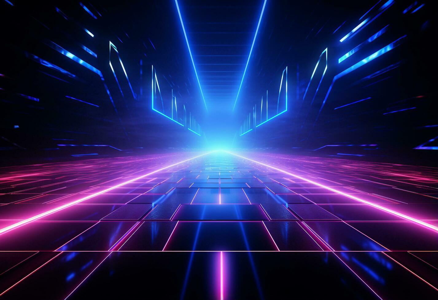 Ai Generative Neon illuminated futuristic backdrop realistic image, ultra hd, high design very detailed photo