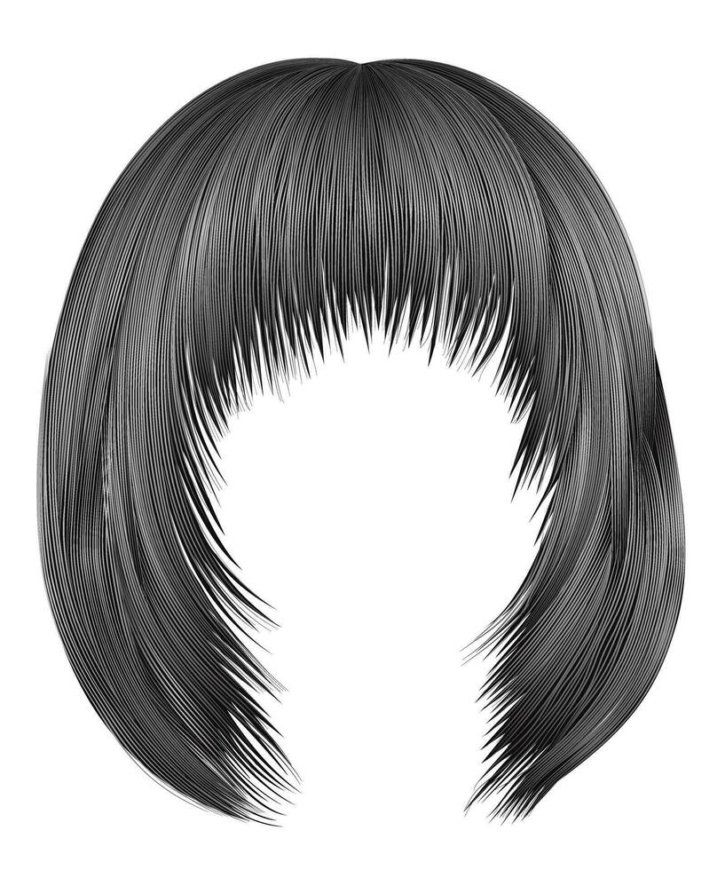 trendy hairs gray colors . kare fringe . beauty fashion vector