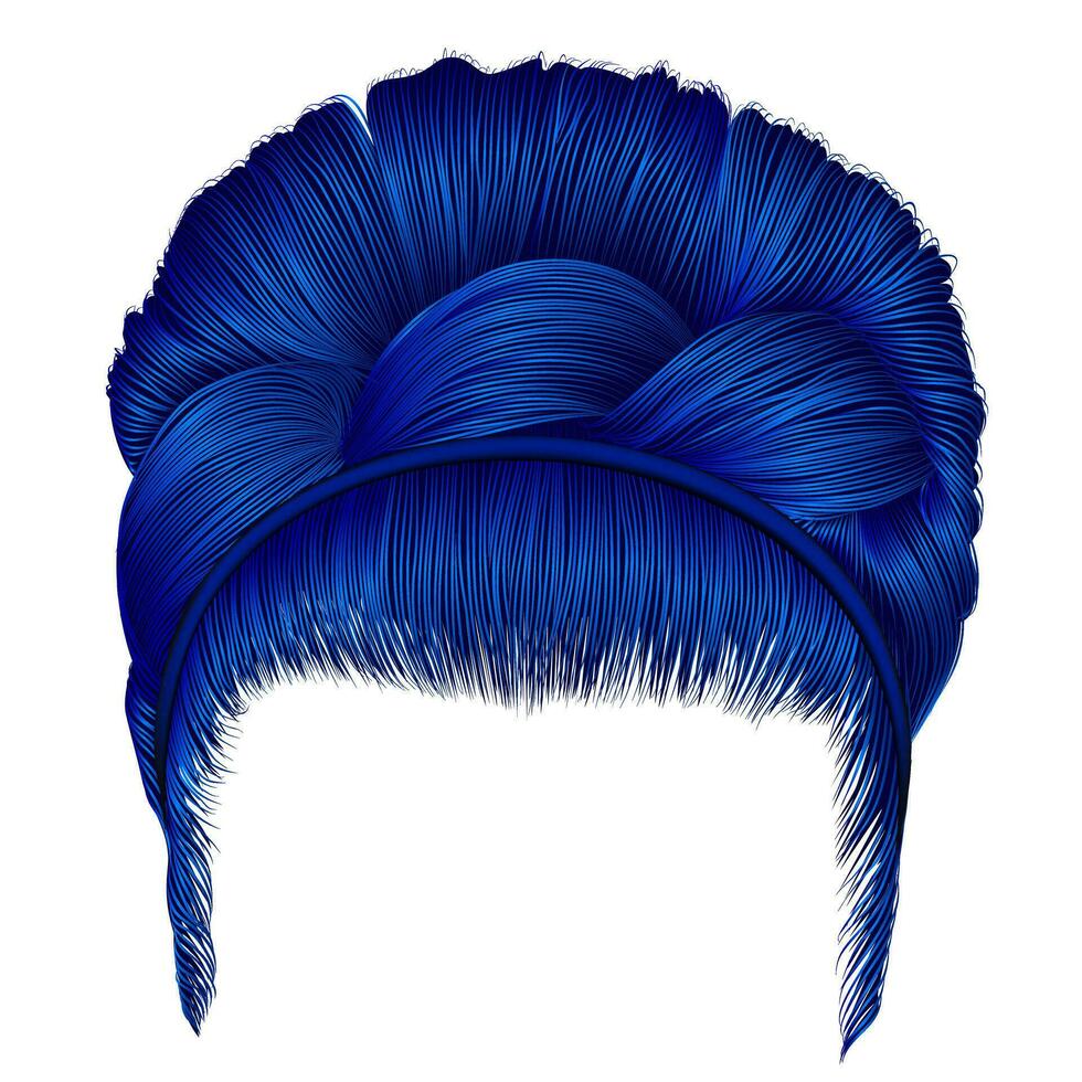 retro  hairstyle babette with pigtail.women blue hairs . fashion beauty . vector